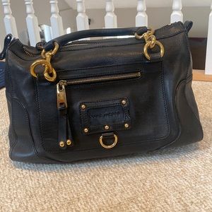 Vintage Marc Jacobs black leather tote with gold hardware